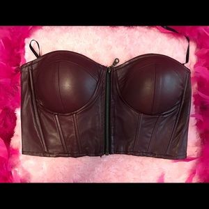 Wine/burgundy faux leather bustier